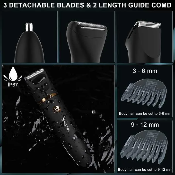 3-in-1 Waterproof Rechargeable Electric Hair Trimmer Set for Men – Professional Grooming Kit