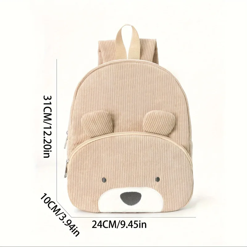 Cute Khaki Dog Backpack – Soft Corduroy Material with Adjustable Straps