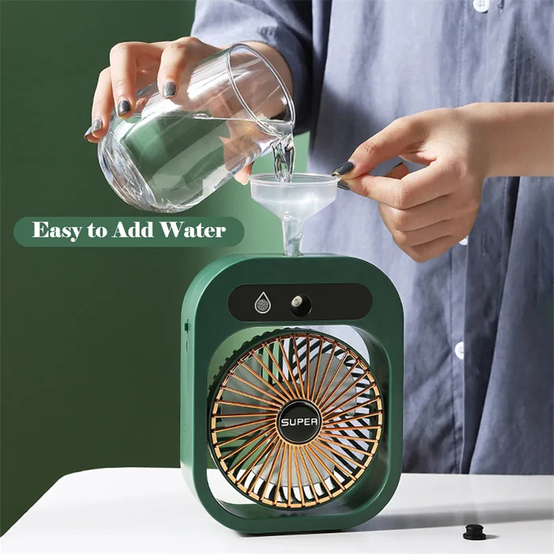 Portable USB Rechargeable Misting Fan – Compact Personal Fan with Cooling Spray – White Colors