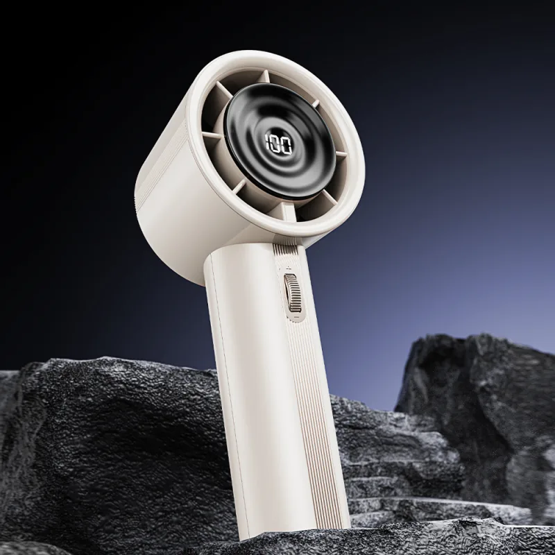 White High-Power Portable Handheld Fan with Digital Display White High-Power Portable Handheld Fan with Digital Display