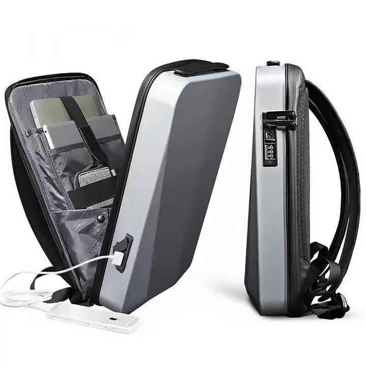 Premium Hard Shell Business Backpack with TSA Lock and USB Charging Port, Waterproof Laptop Bag for Men – Black Gold