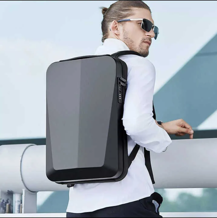 Premium Hard Shell Business Backpack with TSA Lock and USB Charging Port, Waterproof Laptop Bag for Men – Black Gold