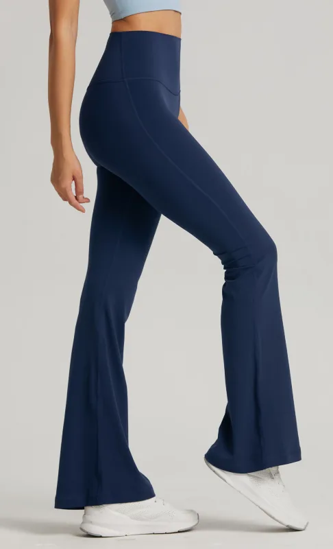 Black High-Waisted Lycra Yoga Bell-Bottom Pants for Women -Tummy Control & Butt Lifting