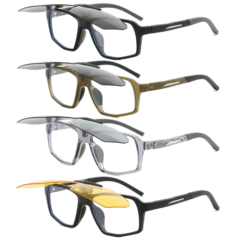 Black Flip-Up Polarized Sports Sunglasses – Versatile Outdoor Cycling and Windproof Eyewear