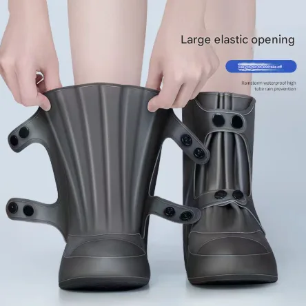2 Pcs Size 3XL Dark Grey Reusable Waterproof Shoe Covers – Heavy Duty Non-Slip Rain Boot Protectors