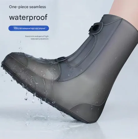 2 Pcs Size 3XL Dark Grey Reusable Waterproof Shoe Covers – Heavy Duty Non-Slip Rain Boot Protectors