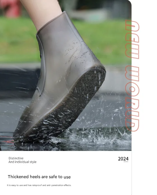 2 Pcs Size 3XL Dark Grey Reusable Waterproof Shoe Covers – Heavy Duty Non-Slip Rain Boot Protectors