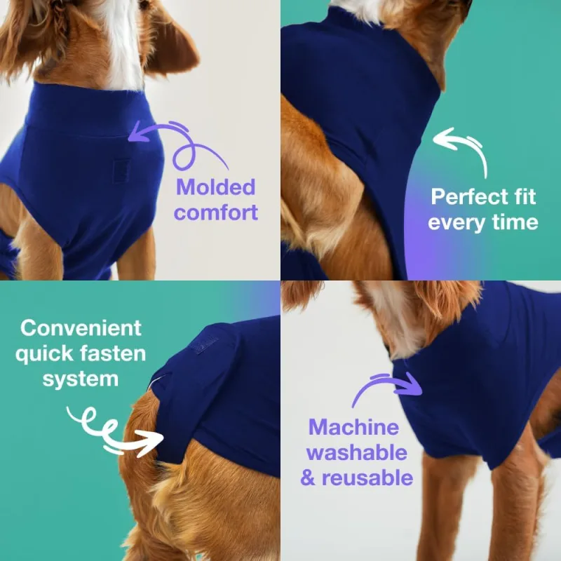 S/M Blue Premium Pet Physiological Suit – Comfortable & Breathable Bamboo Modal Recovery Suit