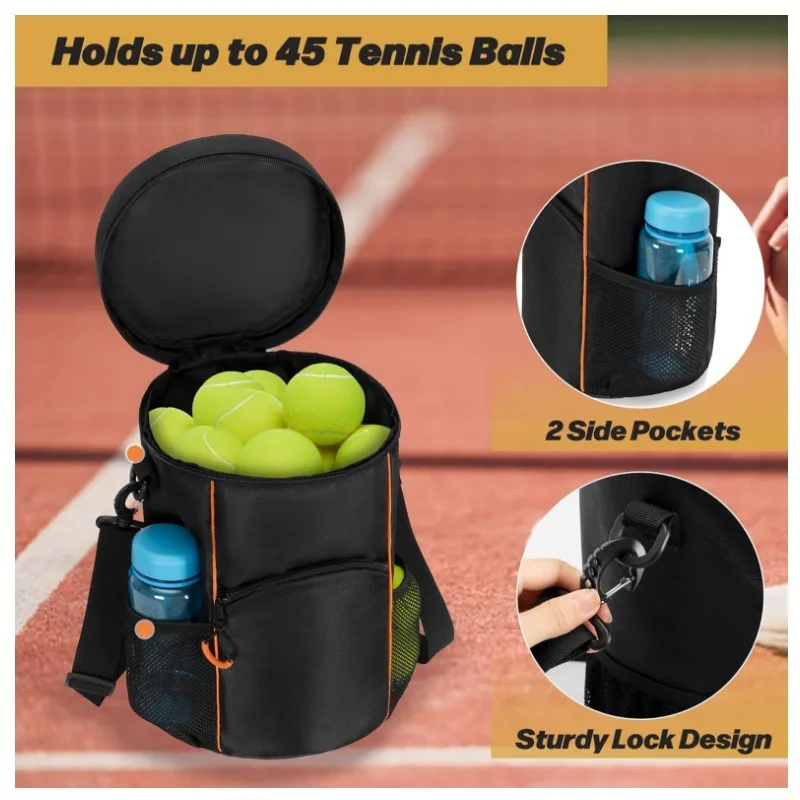 Black Versatile Tennis Baseball Lacrosse Bag with Multiple Pockets – Portable Black Design