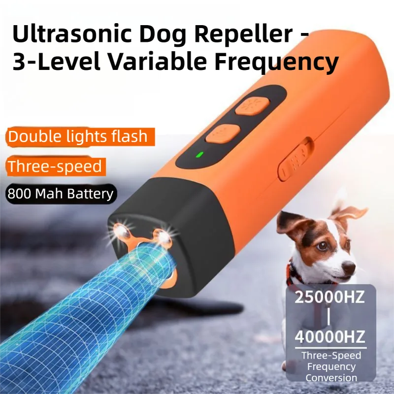 Portable Single-Head Ultrasonic Dog Repeller & Trainer with LED Flashlight – Multi-Function Pet Safety Device for Outdoors