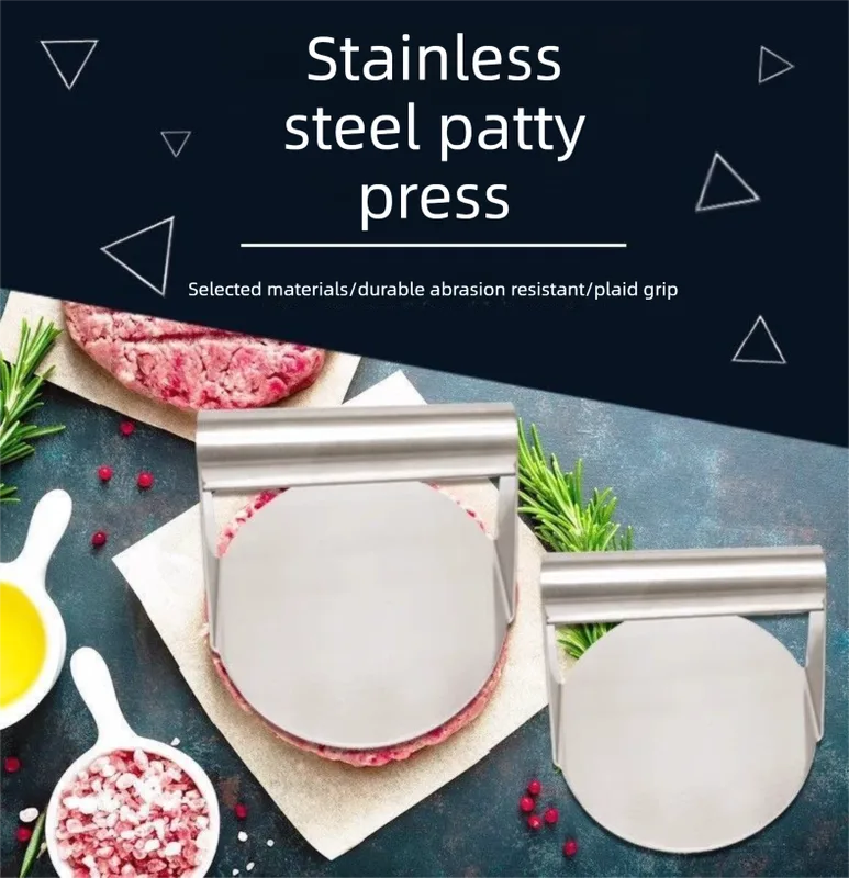 2-PCS Stainless Steel Meat Press Mold 11.2cm Diameter for Burger Patties, Steak, Dough & Rice Rolls – Heavy-Duty Kitchen Tool