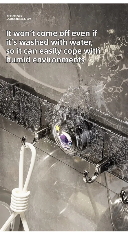 2-Pack 180°Foldable Hidden Hook Rail with Reusable Suction Cup – Waterproof Water Ripple Rack for Bathroom & Kitchen ( -Transparency) – White