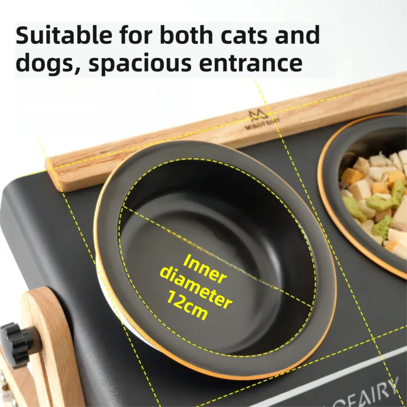 Elevated Adjustable (9-14CM) Double Ceramic Bowls Pet Diner – Ergonomic 270° Tilt Controlled Tip-Proof Stable Iron Base – White