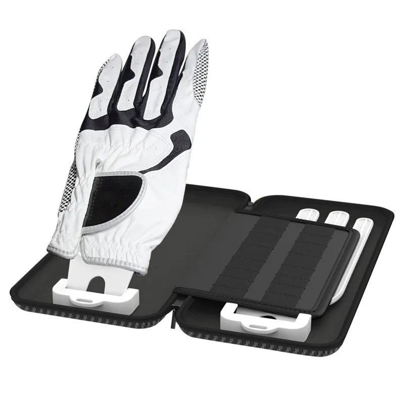 Grey Golf Glove Bag with Dual Glove Support Frame & Hook – Convenient Storage for Tees, Ball Markers and Golf Accessories