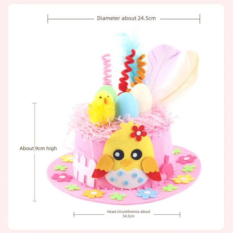 DIY Easter Hat Craft Kit – Kids’ Handmade Decoration Set with Accessories for Easter Parties, School Activities and Home Crafts – Blue