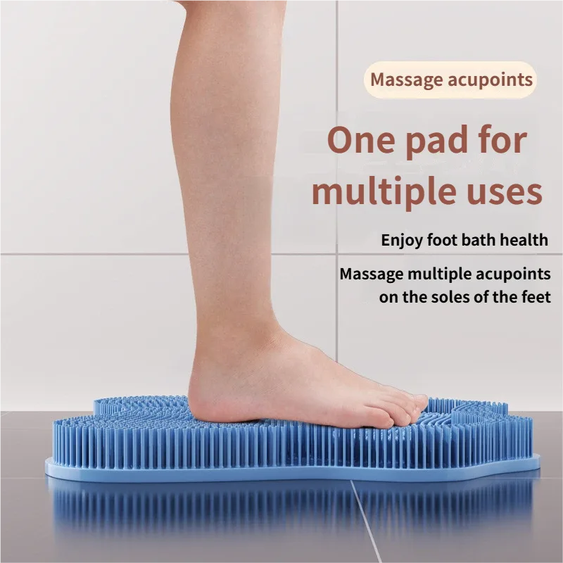 3D Butterfly Silicone Bath Massage Mat with Suction Cup & Dual-Zone Massage Bristles – Exfoliating Back Scrubber & Foot Deep Cleaner – Pink