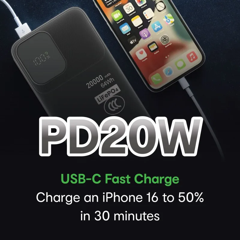 20000mAh LiFePO4 Power Bank – Green