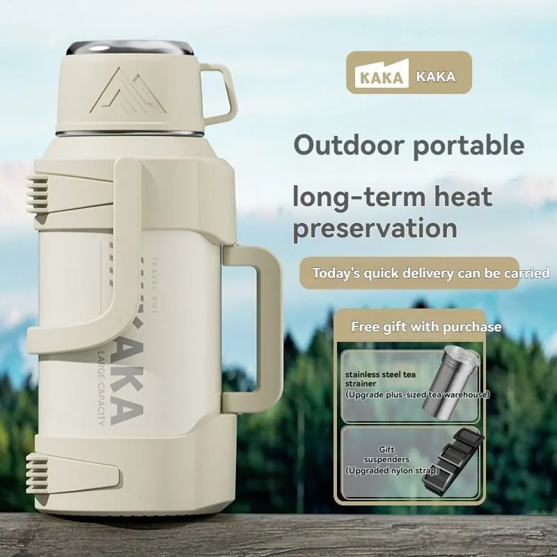 316 Stainless Steel Thermos Large Capacity Thermos Portable Thermos Flask – White – Size 2000ml