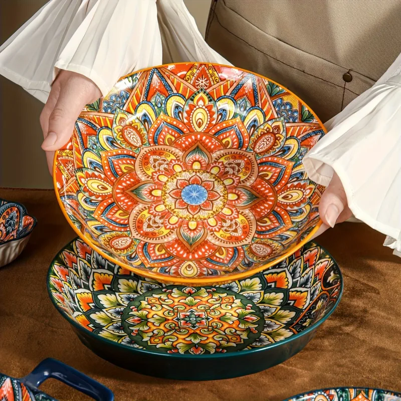 Ceramic Dinner Plates 4-Piece Set Unique Design High-Quality Ceramic Versatile – Multi – Size Pack of 4 pieces
