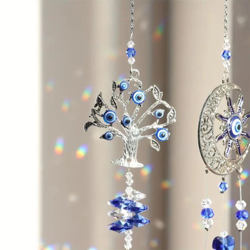 3pc Evil Eye Crystal Sun Capture Pendant Suitable for Home Window Decoration and Garden Hanging Decoration