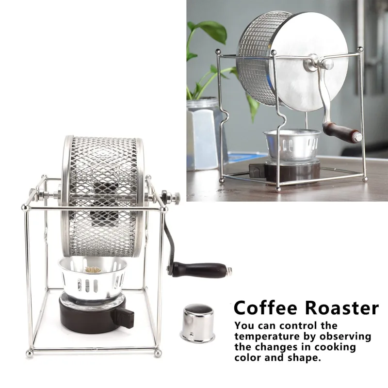 Stainless Steel Coffee Bean Roaster for Coffee Lovers
Hand Crank Manual Roasting Machine with Temperature Control, DIY Enthusiasts, Home Use Peanut(silver)