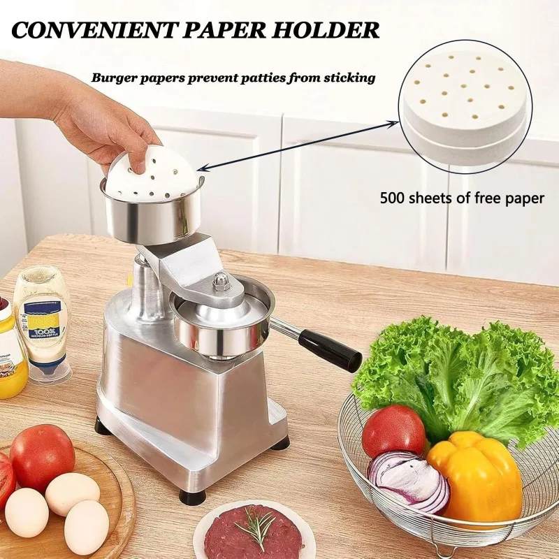 Hamburger Patty Maker & Burger Press – Kitchen Meat Molding Machine for Perfect Patties, Available in 100mm / 130mm / 150mm Sizes, 150mm (silver)