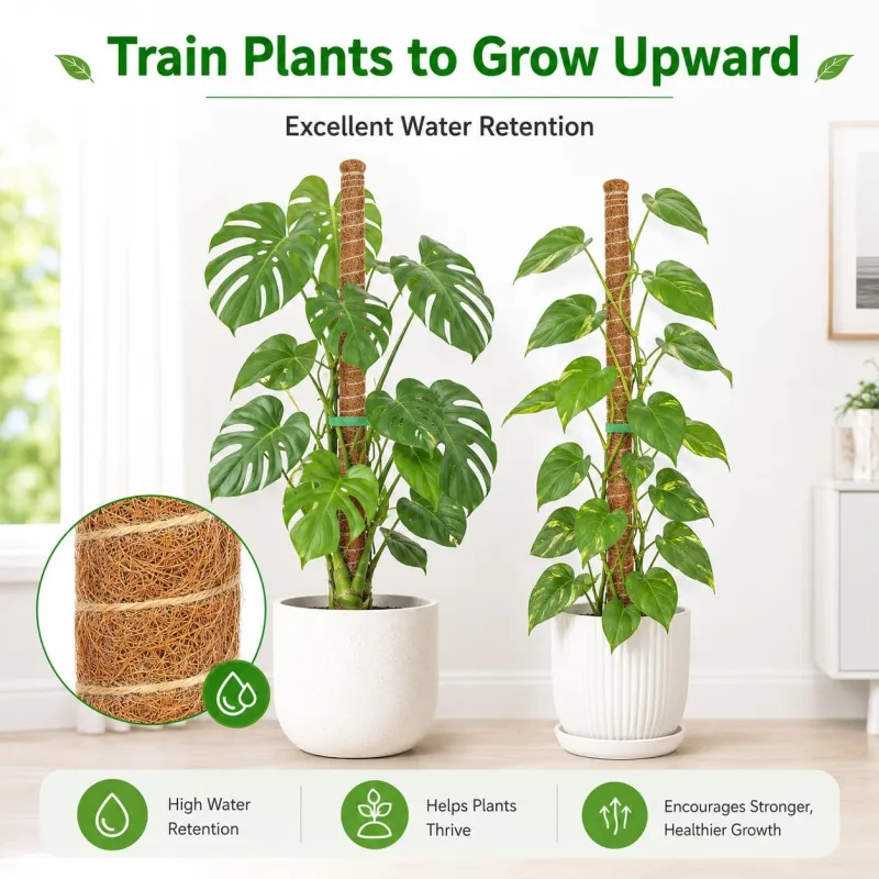 4Pack 24in Coir Moss Poles for Climbing Indoor Plants like Monstera, Pothos, and Philodendron(Brown)