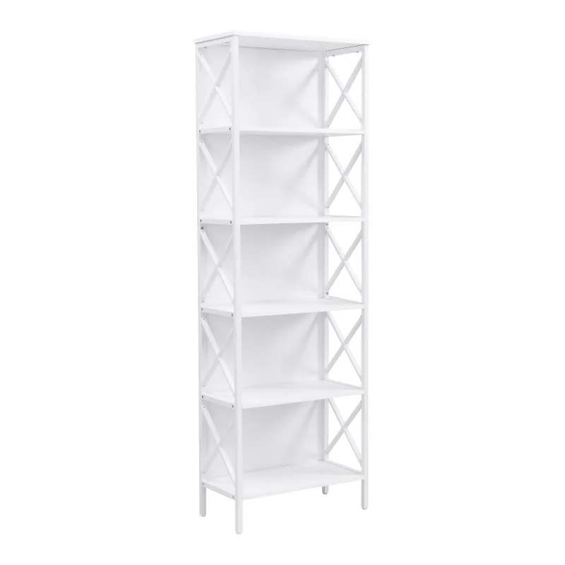 6 Tier Tall Bookshelf, White