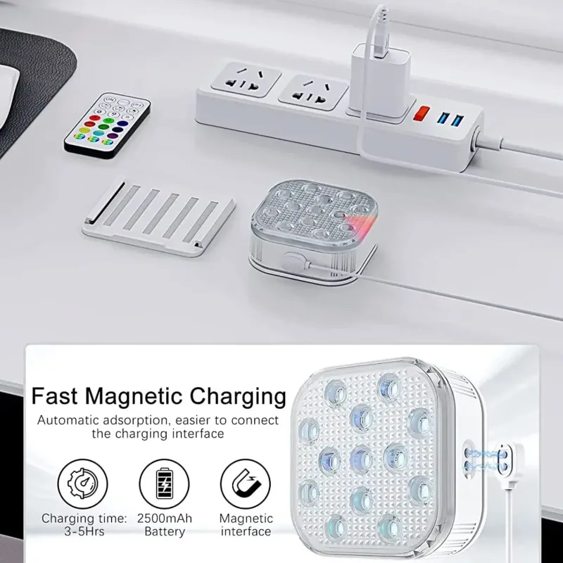 4Pcs Underwater Lights LED Submersible Pool Light Rechargeable with Remove Panel