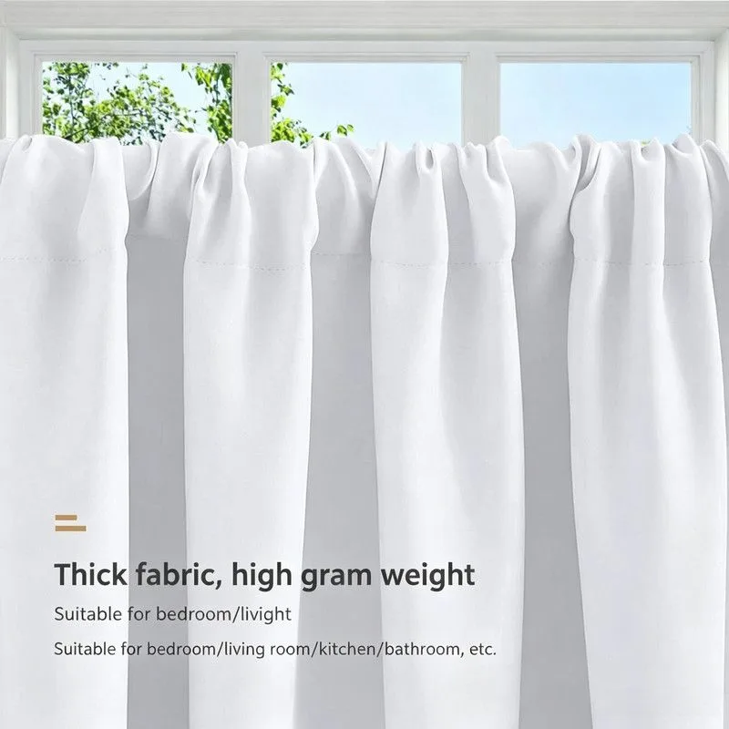 2 Pack Blackout Kitchen Curtains Grey, 76 x 92 cm