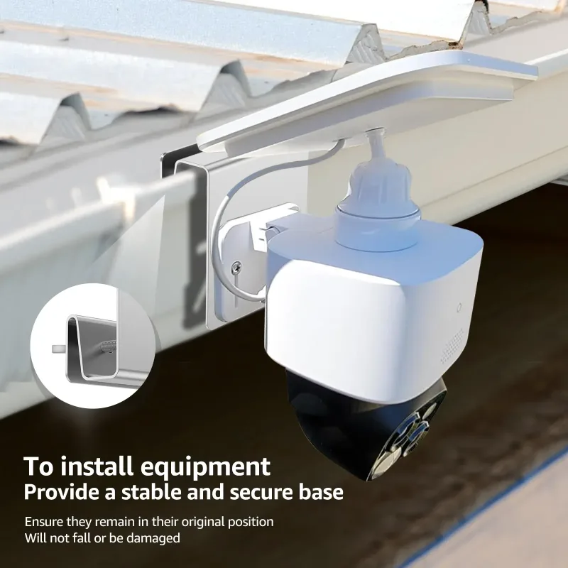2 Pack Gutter Mount Brackets, Stainless Steel Drill Free Holder for Solar Security Cameras