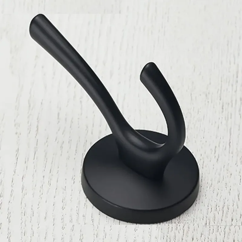 4 Pack Wall Hooks, Heavy Duty Self Adhesive Coat Towel Robe Hangers for Bathroom Kitchen, Black