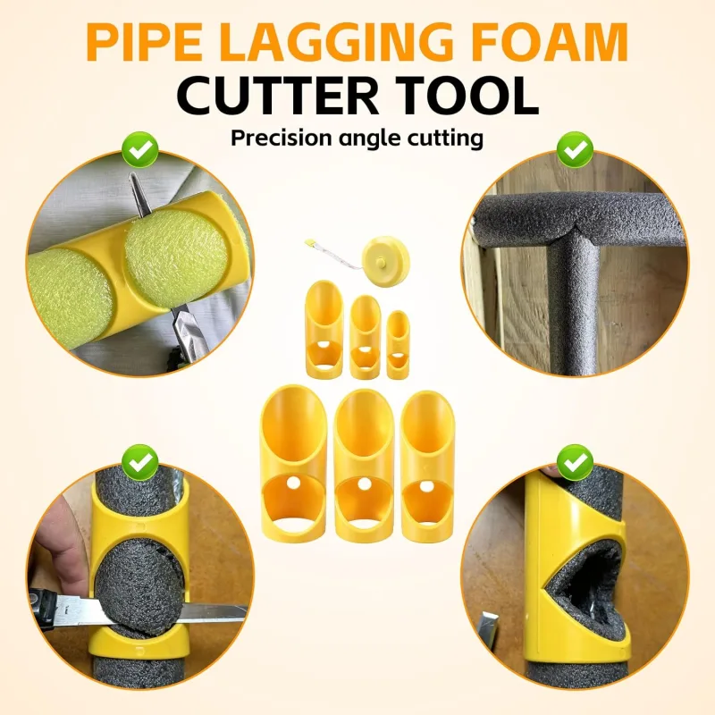 6-Piece Pipe Insulation Cutting Guide – 15mm–53mm Molded Foam Pipe Cutting Tool