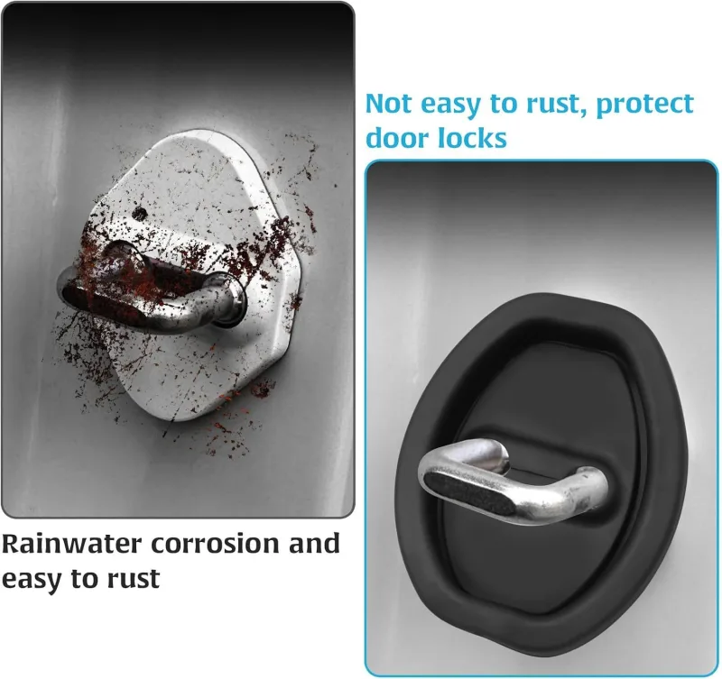 4 Pack Car Silicone Lock Accessories, Foldable Door Lock Car Accessory Cover Latch Protector, Cars Doors Locks Stopper Guard Set Protective, Black
