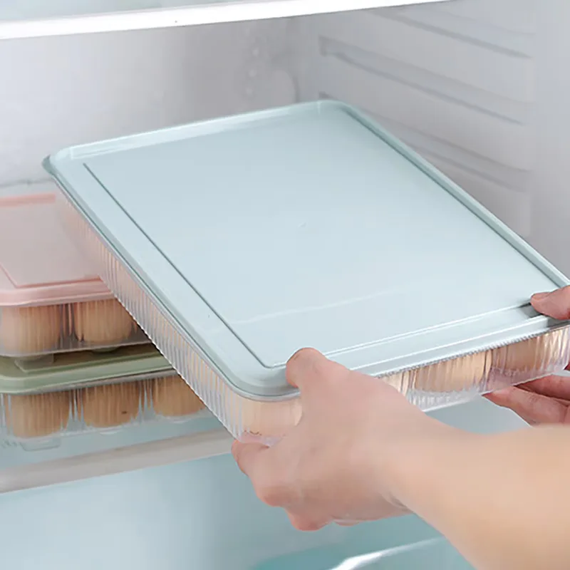 1 Piece Stackable Devilled Egg Carrier with Lid, Portable Plastic Fridge Storage Tray Holds 24 Eggs for Parties, 30 x 25 x 5.7 cm, Pink