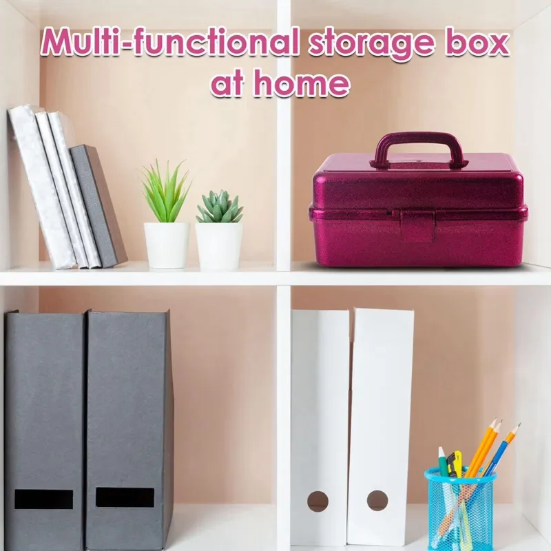 1 Piece Plastic Storage Bins With Lid and Handle, Plastic Latch Storage Box, Stackable Storage Container, Small Plastic, Green, 33 x 14.5 x 19.5 cm