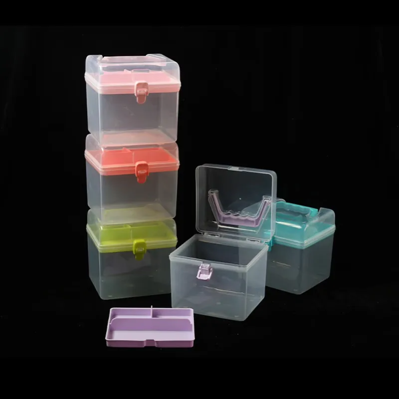 1 Piece Plastic Storage Bins With Lid and Handle, Plastic Latch Storage Box, Stackable Storage Container, Small Plastic, Light Blue, 16 x 14 cm