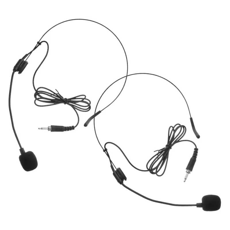 2-Pack Portable Black Headset Microphone with 3.5mm Jack for Amplification and Speaking