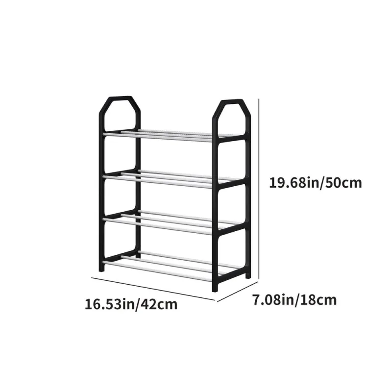 4-Tier Shoe Rack, Stackable Shoe Organizer, 8 Pairs Sturdy Shoe Shelf Storage, For Bedroom, Entryway, Hallway, And Closet