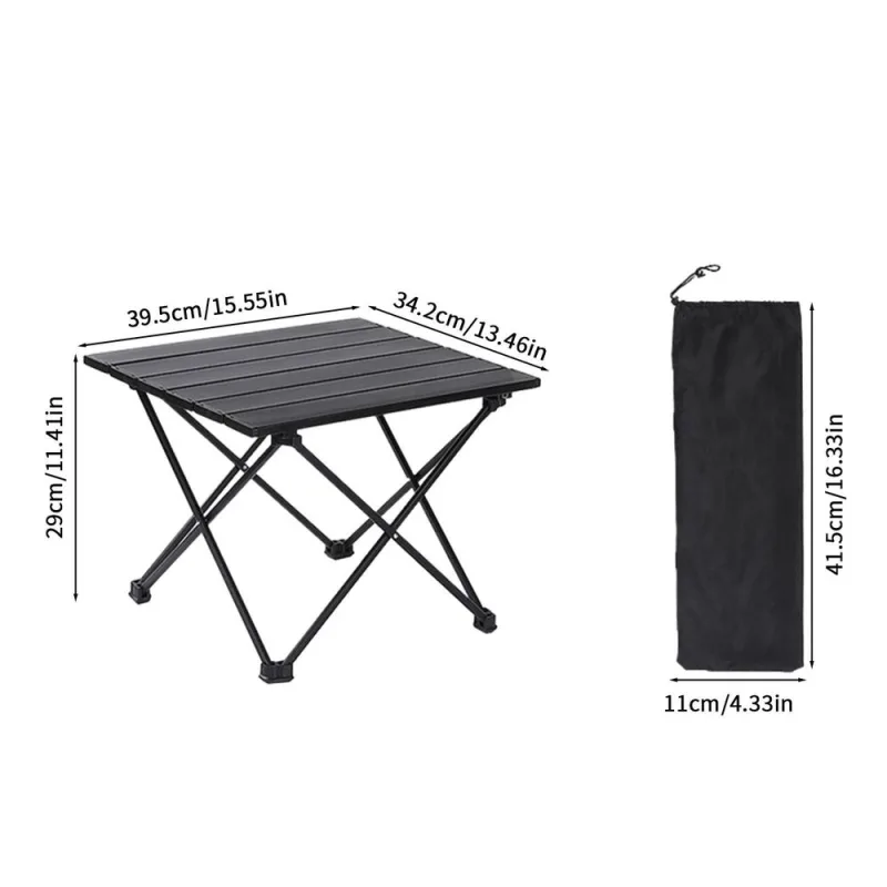 Camping Table, Folding Portable Camp Side Table, Lightweight Camping Table with Carry Bag, Ideal for Beach Outdoor Hiking Picnics BBQ Cooking Dining Kitchen, Black