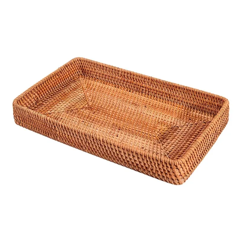 1 Pcs Wicker Storage Basket, Rattan Tray Rectangular Decorative Serving Woven Trays, Wicker Baskets Food Serving Holders for Storage Home Kitchen Restaurant Decor 1 Pcs Wicker Storage Basket, Rattan Tray Rectangular Decorative Serving Woven Trays, Wicker Baskets Food Serving Holders for Storage Home Kitchen Restaurant Decor