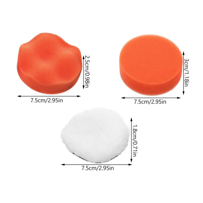 3Pcs Drill Buffer Attachment Assorted Color Buffing Polishing Pads for Car Detailing