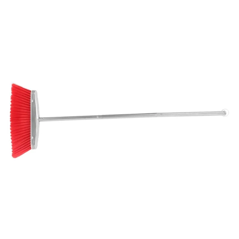 Heavy Duty Floor Broom Red with Stainless Steel Handle for Indoor and Outdoor Use