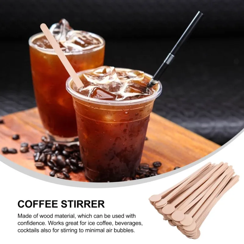 50-Pack Wooden Coffee Stirrers Disposable Stirring Sticks for Hot and Cold Beverages Mixing