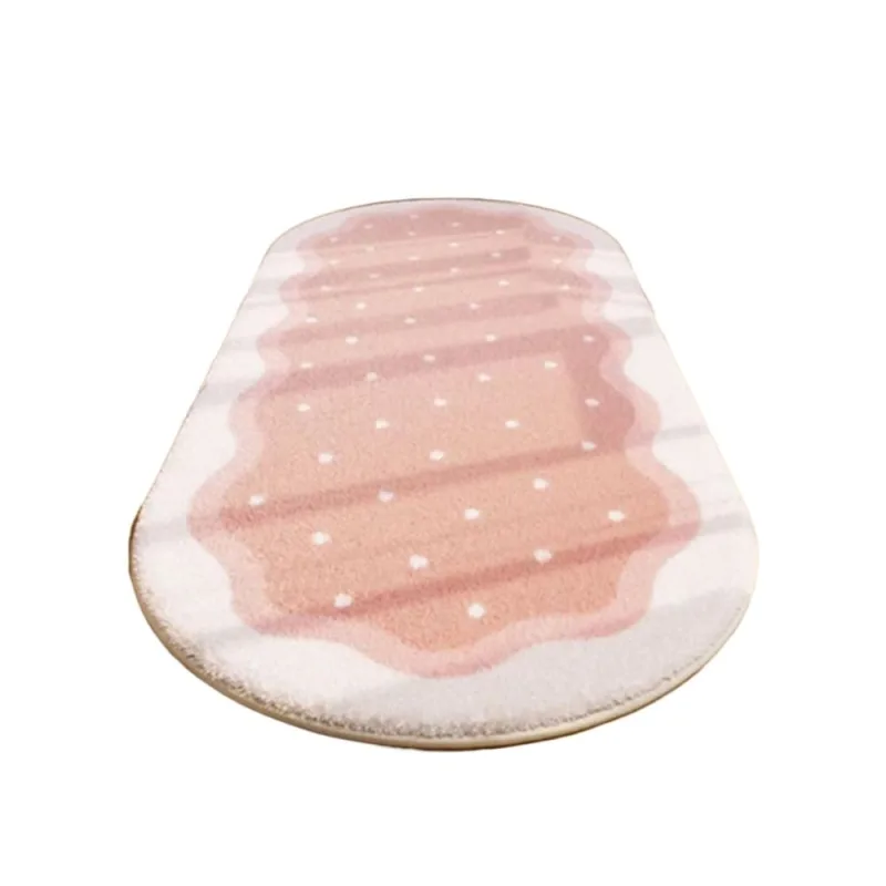 Fluffy Velvet Rugs for Bedroom, Bedside Shaggy Area Rugs, Small Oval Runner Carpet for Living Room Modern Home Decor, 16" x 32", Pink