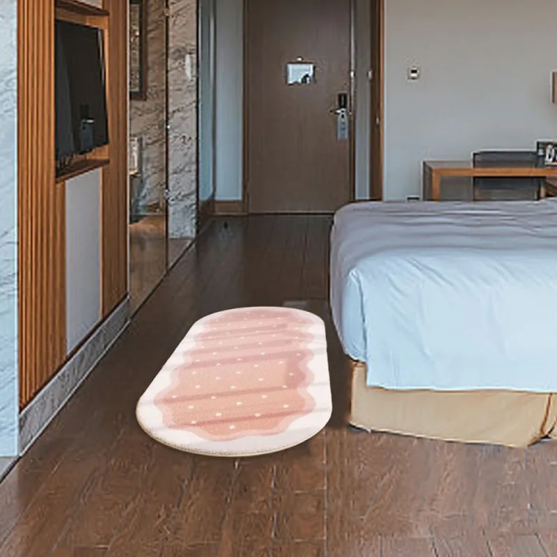 Fluffy Velvet Rugs for Bedroom, Bedside Shaggy Area Rugs, Small Oval Runner Carpet for Living Room Modern Home Decor, 16″ x 32″, Pink