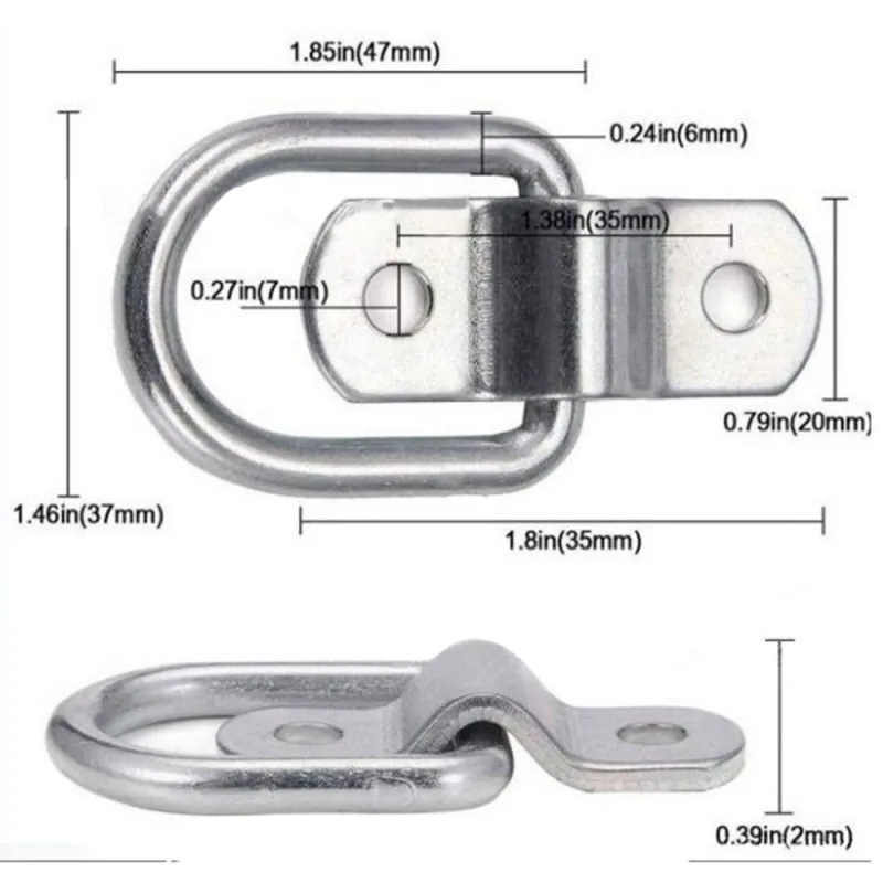 4PCS D-Shaped Pull Ring with Screws, D Rings Hook Tie Down Ring Load Anchor Trailer Forged Lashing For Car Truck Trailers RV Boats