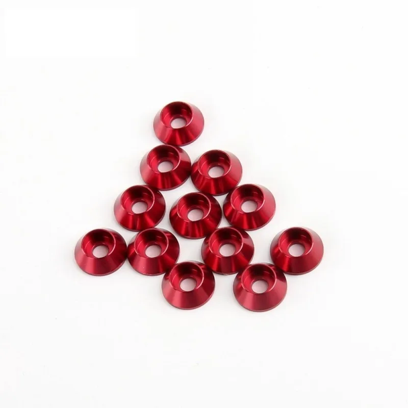 10 Pcs Countersunk Head Washers Aluminum Alloy M5 Red