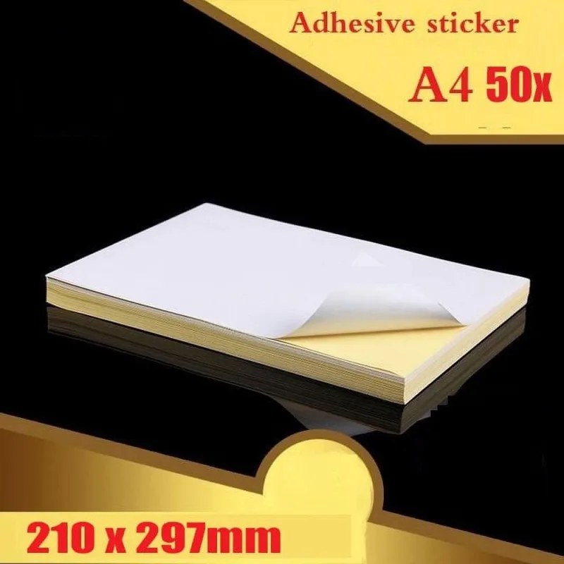 50 Sheets Printable White Sticker Paper Adhesive Printing Paper A4