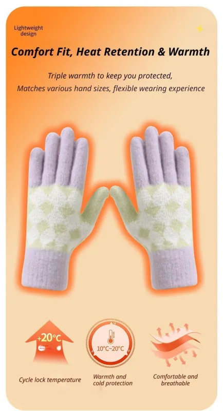 2Pcs Touchscreen Knitted Gloves Light-Gray
